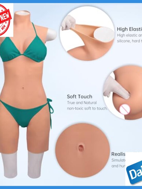 Silicone Bodysuit with Fake Breastplate Vagina for Crossdresser Transgender - Picture 3 of 7